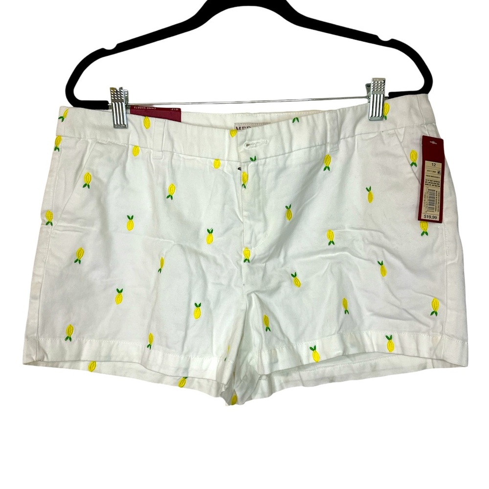 Merona Women’s Shorts, size 12, 3 inch inseam, white with lemons